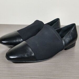 Via Spiga Tate Loafer, Black Leather & Elastic, Womens Size 7.5 US / 37.5